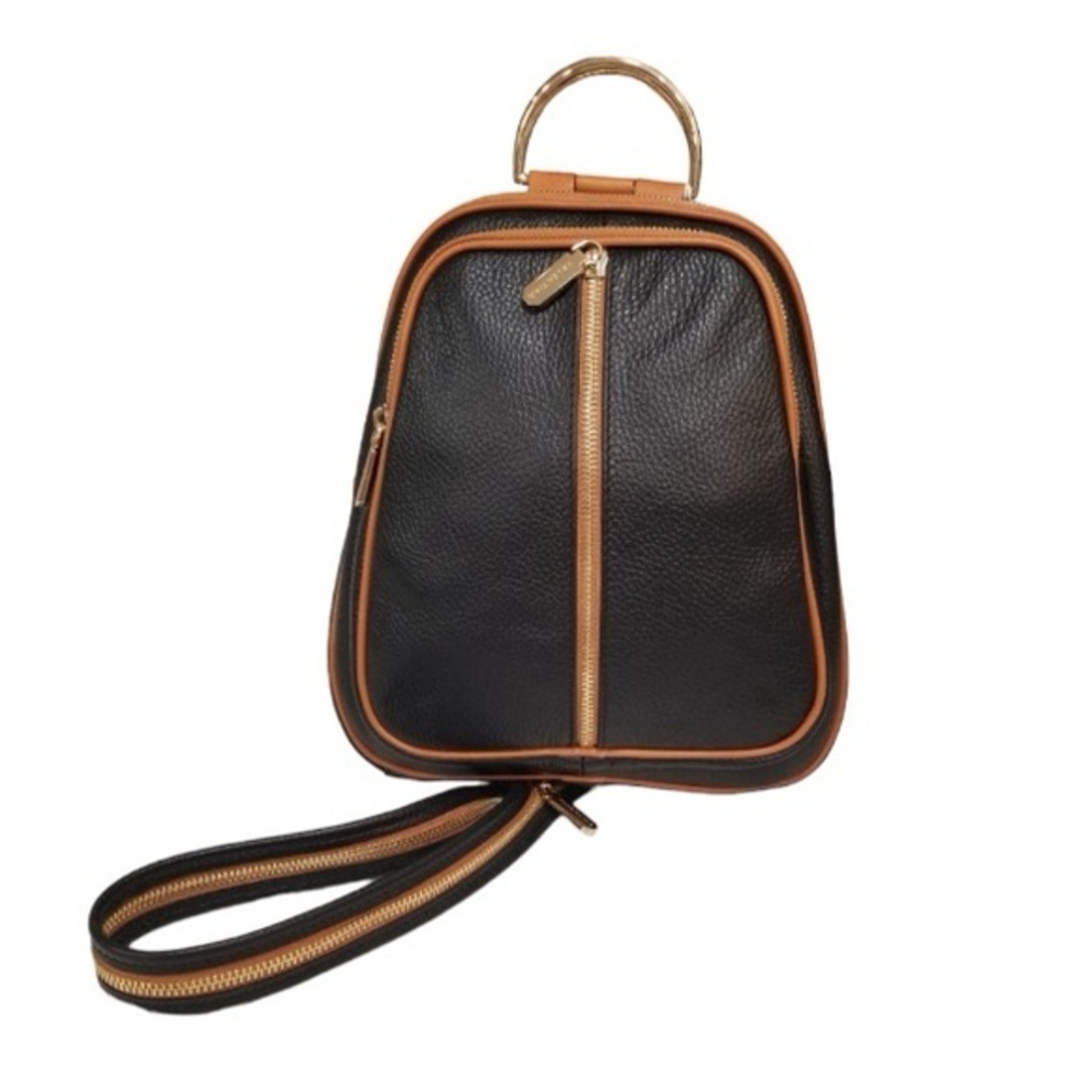 Valentina Black and Brown Backpack with Gold Details